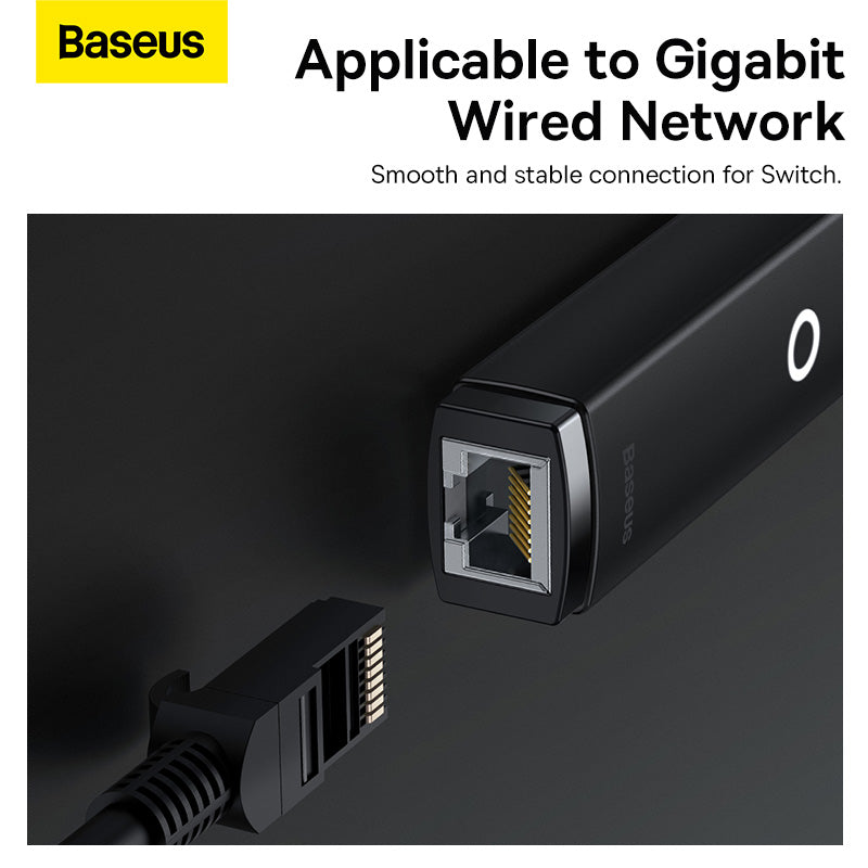 Baseus Lite Series Ethernet Adapter USB-A to RJ45 LAN Port (1000Mbps) Black