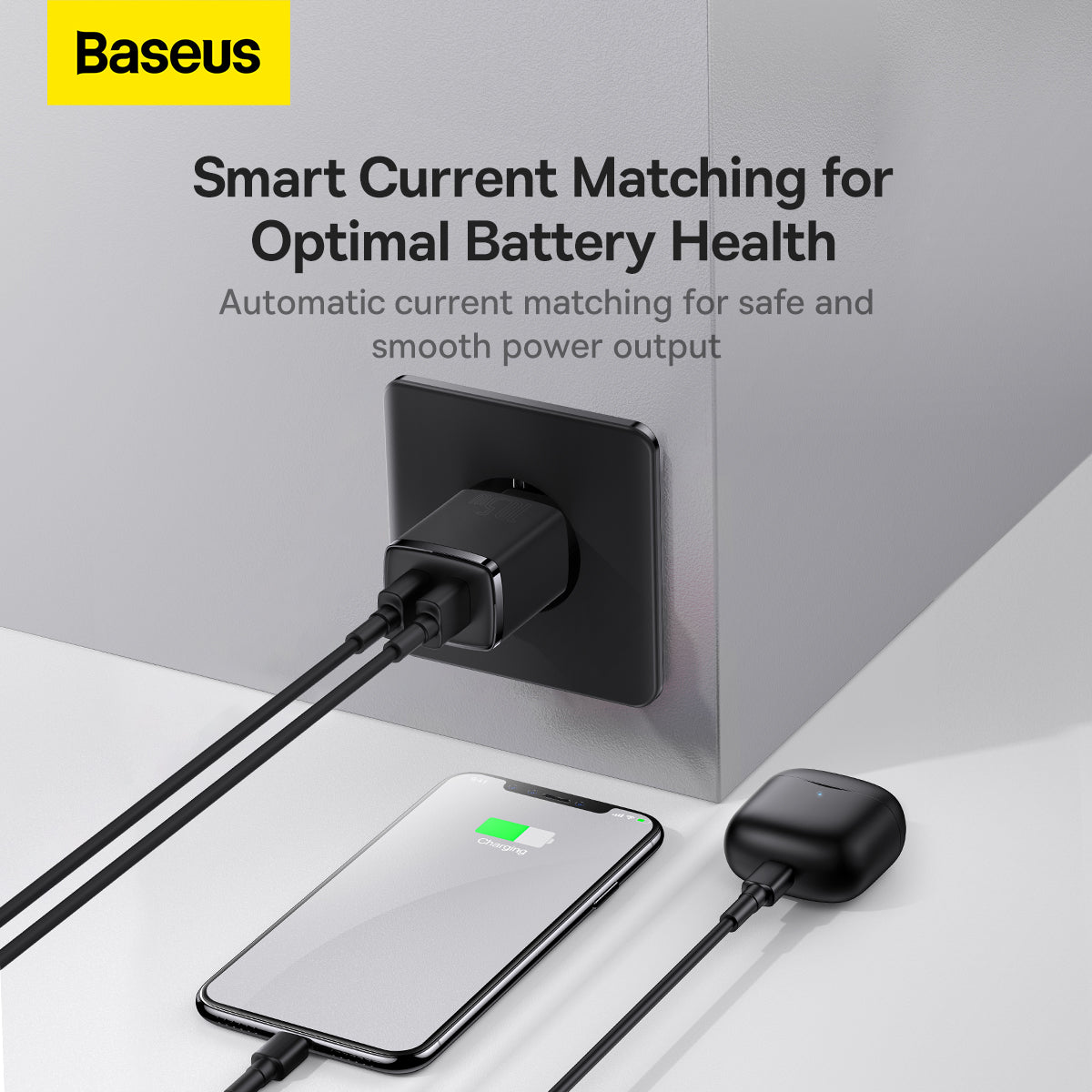 Baseus Compact Quick Dual-Port Charger 10.5W, 2x USB Type-A