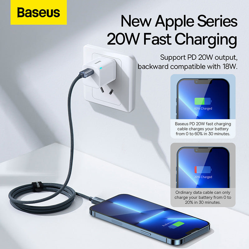 Baseus Crystal Shine Series 20W PD Fast Charging Data Cable Type-C to Lightning 1.2m