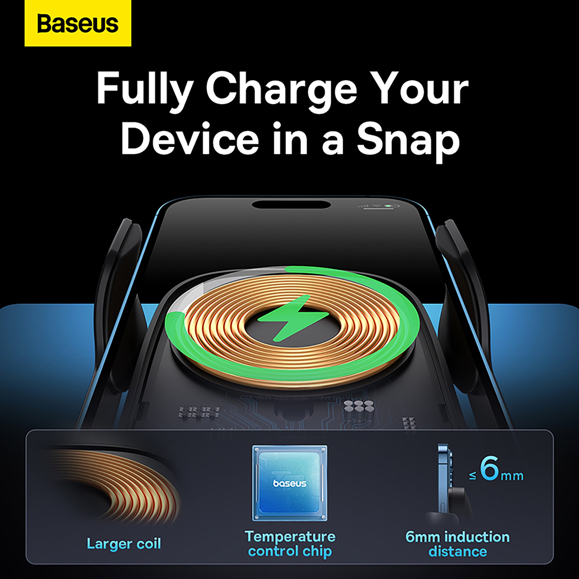 Baseus Milky Way Pro 15W Wireless Charging Electric Car Mount Phone Holder