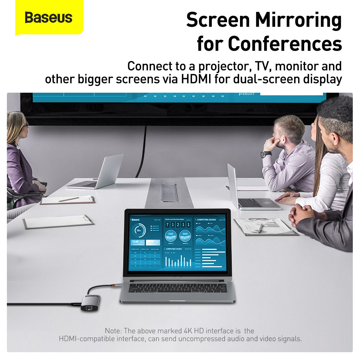 Baseus Metal Gleam Series 6 in 1 Multifunctional HDMI and RJ45 Type C Hub Silver