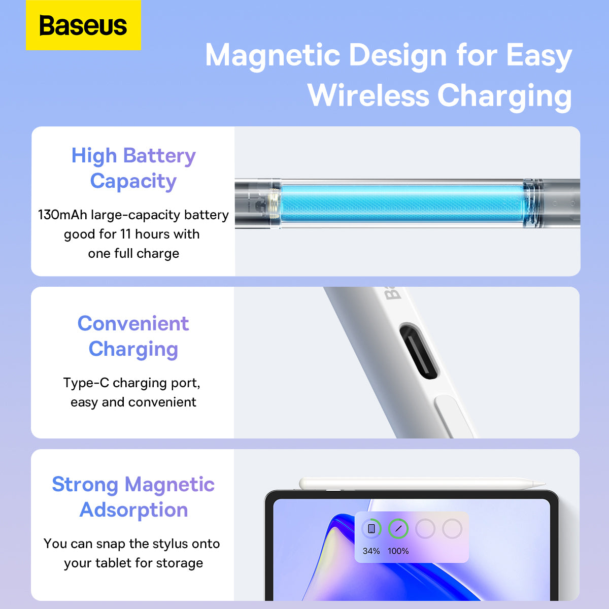 Baseus Smooth Writing 2 Series Stylus with LED Indicators - White