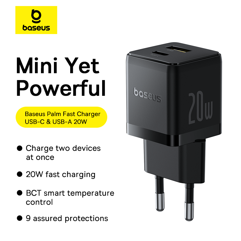 Baseus Palm Fast Charger Type C + USB-A 20W EU