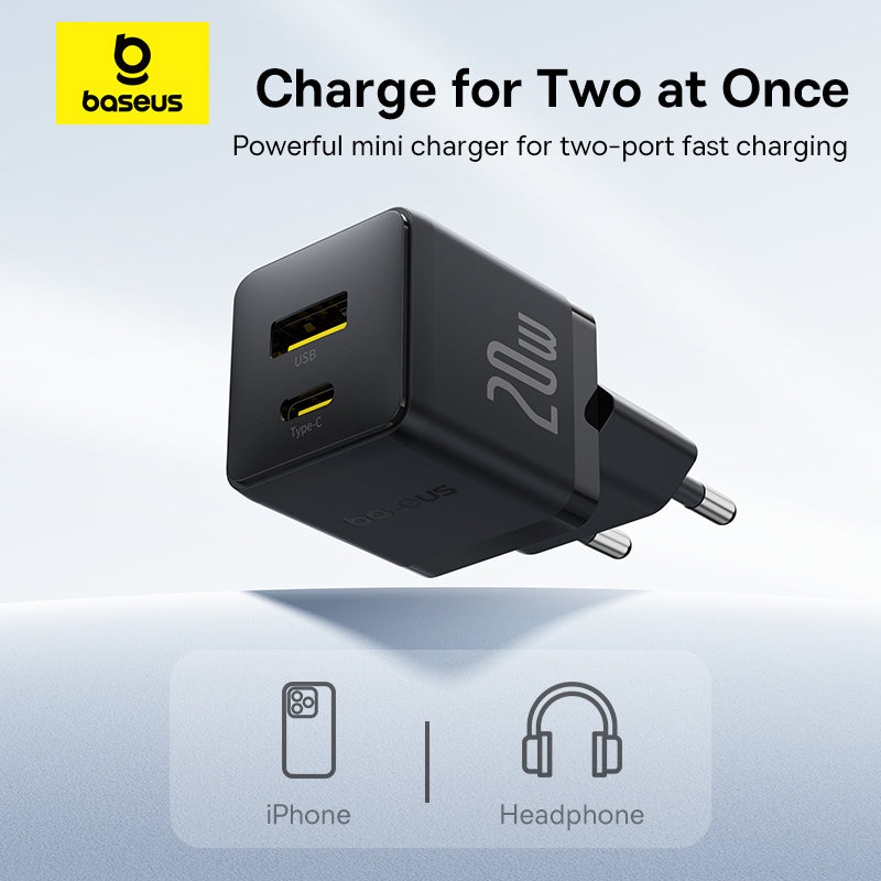 Baseus Palm Fast Charger Type C + USB-A 20W EU