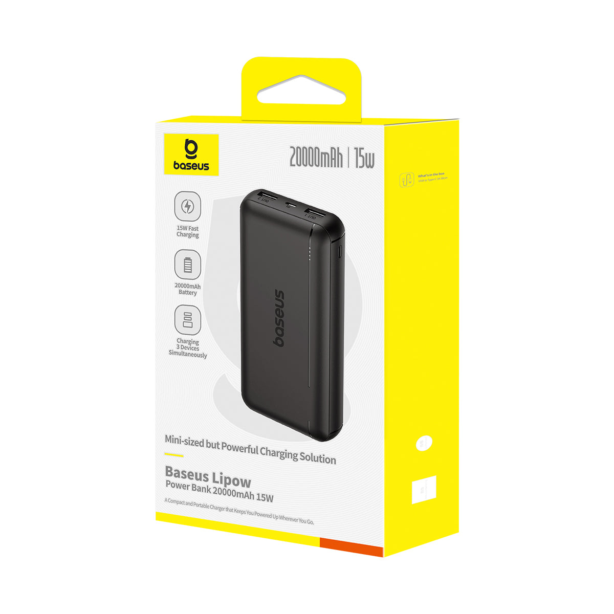 Baseus Lipow Power Bank 20000mAh 15W Cluster Black