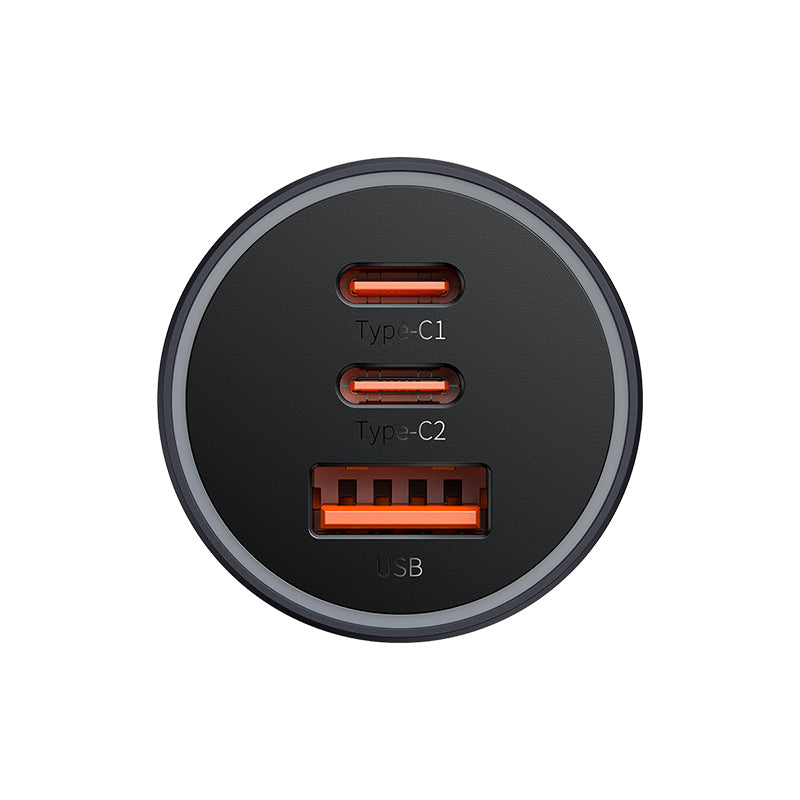 Baseus Golden Contactor Pro GaN Fast Charging Car Charger 65W 2 Type-C + USB