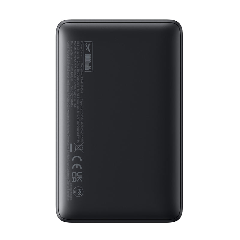 Baseus EnerFill FP11 Power Bank 10000mAh 15W Cosmic black back view on white background