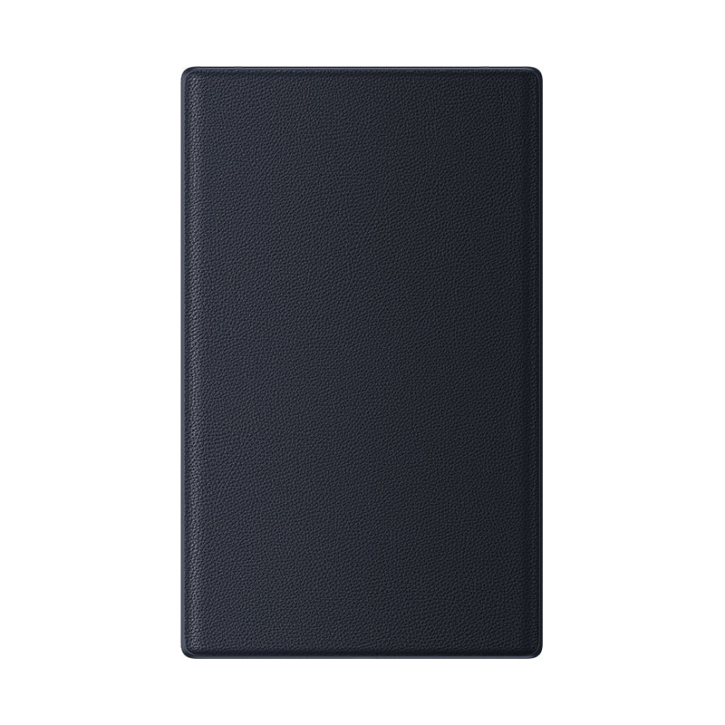 Black leather notebook on a white background