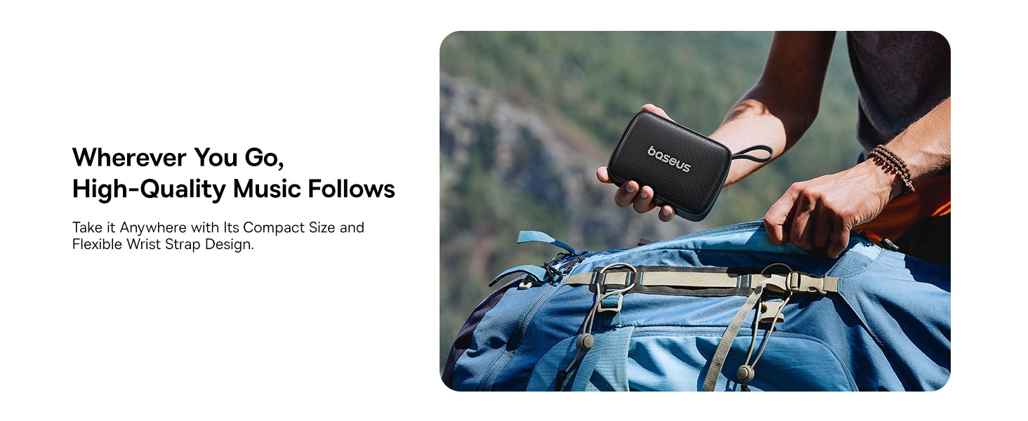 Baseus AeQur 30 Mini Portable Wireless Speaker compact size with lanyard