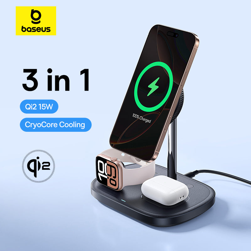 Baseus Enerfill FS41 3-In-1 Wireless Charging Stand With Tec Cooling