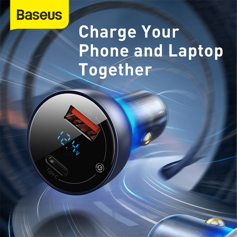 Baseus Particular Digital Display QC+PPS Dual Quick Charger Car Charger 65W Dark Gray