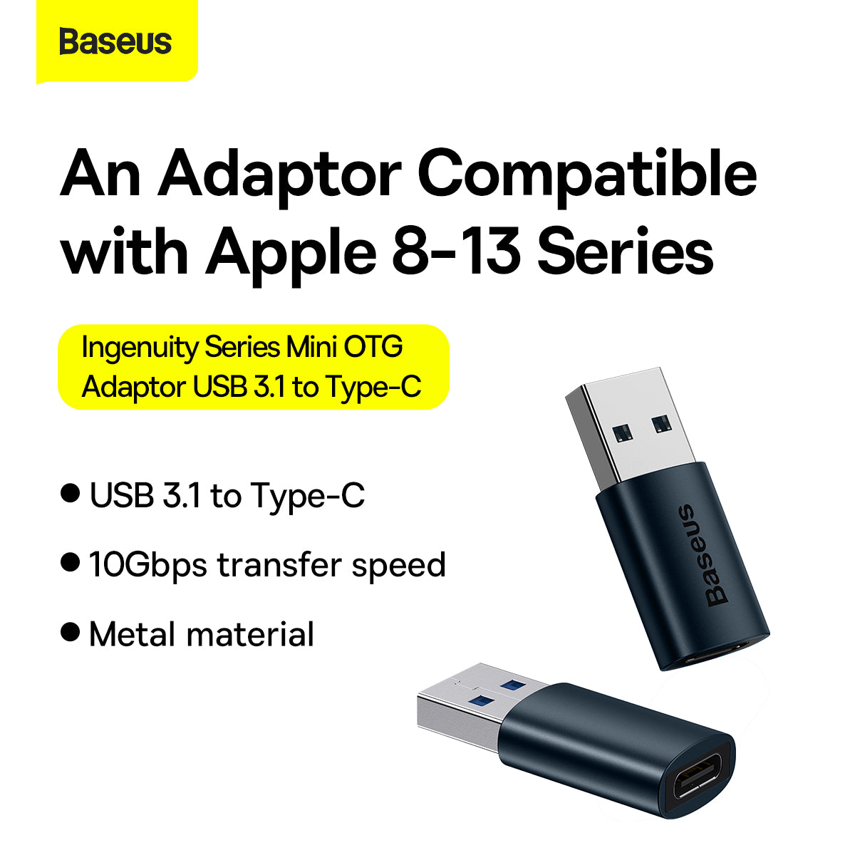 Baseus Ingenuity Series Mini OTG Adaptor USB 3.1 to Type C Blue