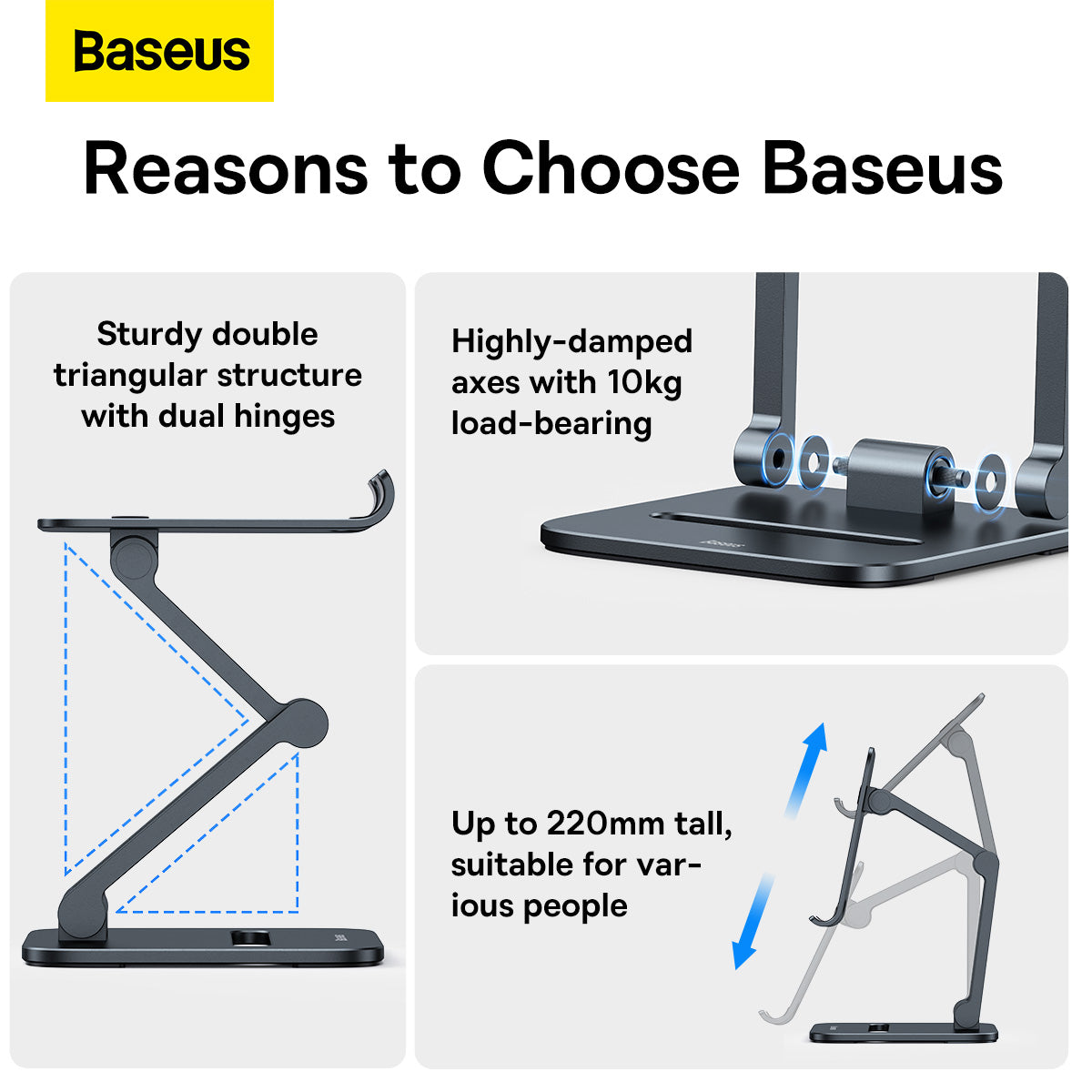 Baseus Desktop Biaxial Foldable and Adjustable Metal Stand for Phones/Tablets