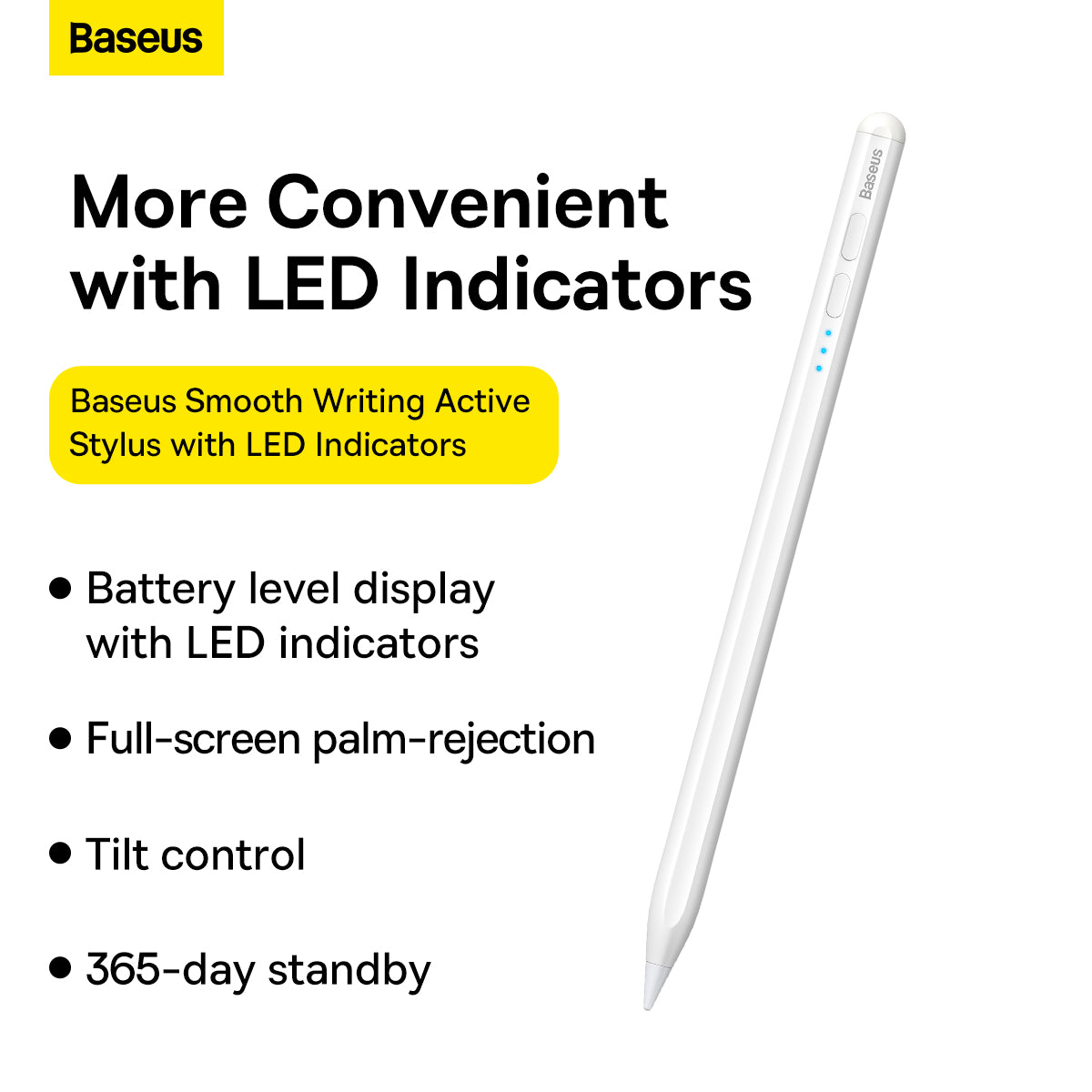 Baseus Smooth Writing Active Stylus with LED Indicators White