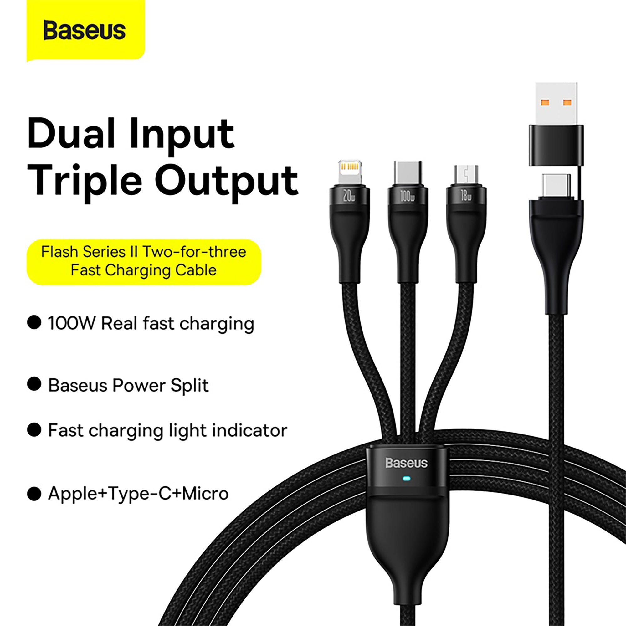 Baseus Flash II USB-C 100W fast charging cable connector close-up