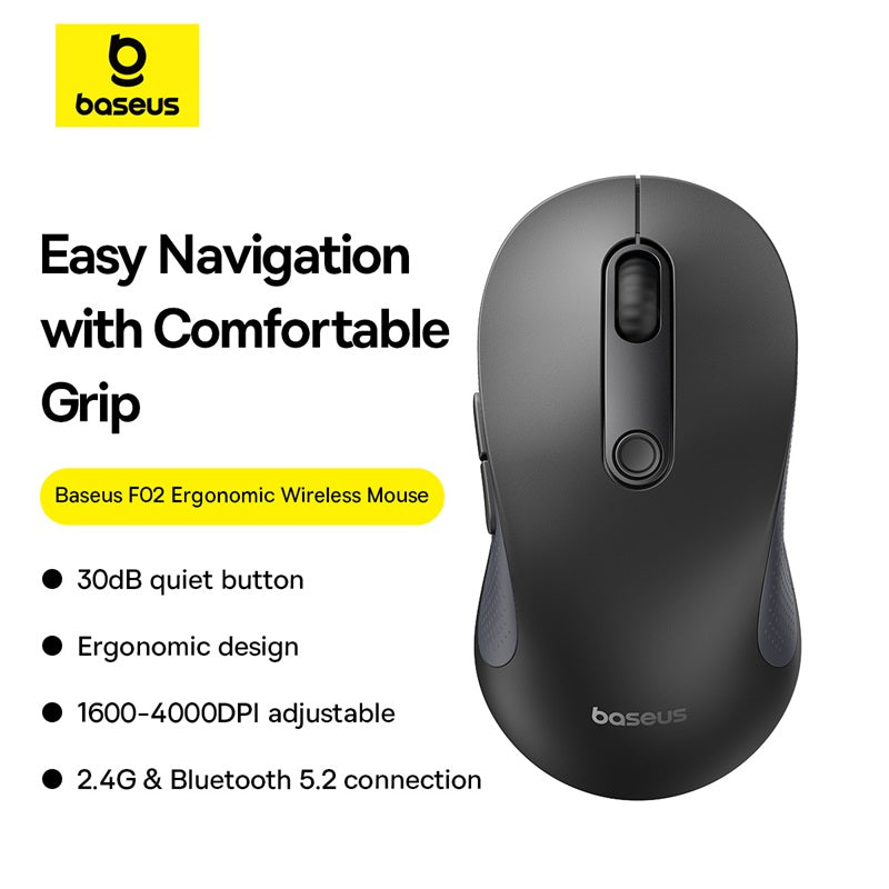 Baseus F02 Ergonomic Wireless Mouse (Without Battery）