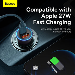 Baseus Golden Contactor Max Dual Fast Car Charger USB and Type-C 60W Black