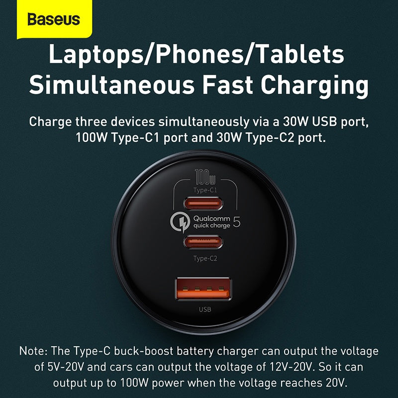 Baseus Qualcomm Quick Charge 5 Technology Car Charger 160W