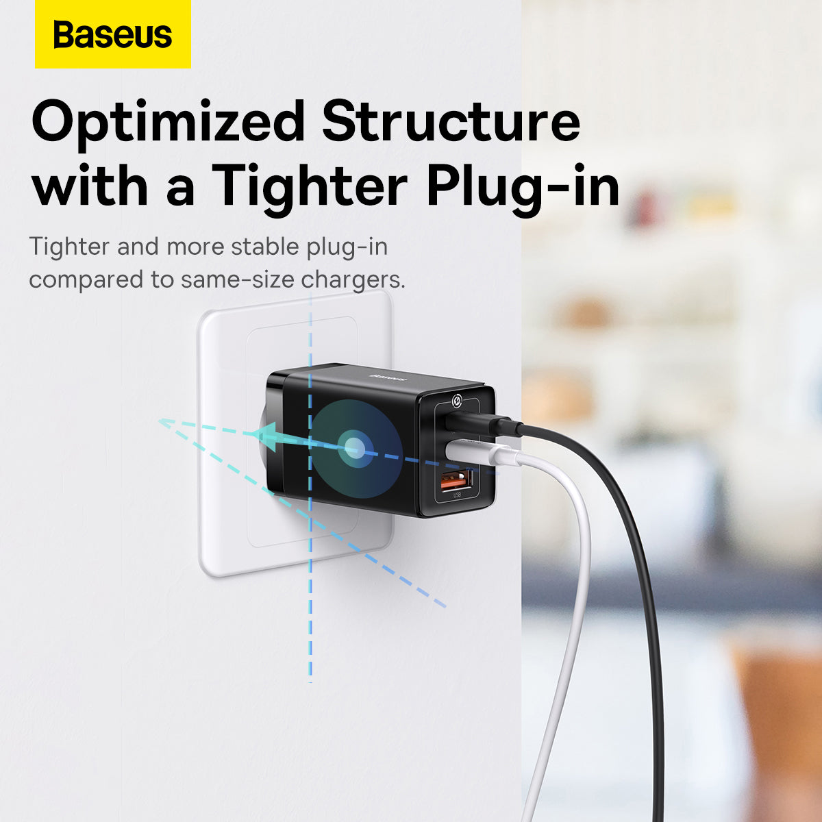 Baseus GaN5 Pro Fast Charger 2C+U 65W EU Adapter - Black