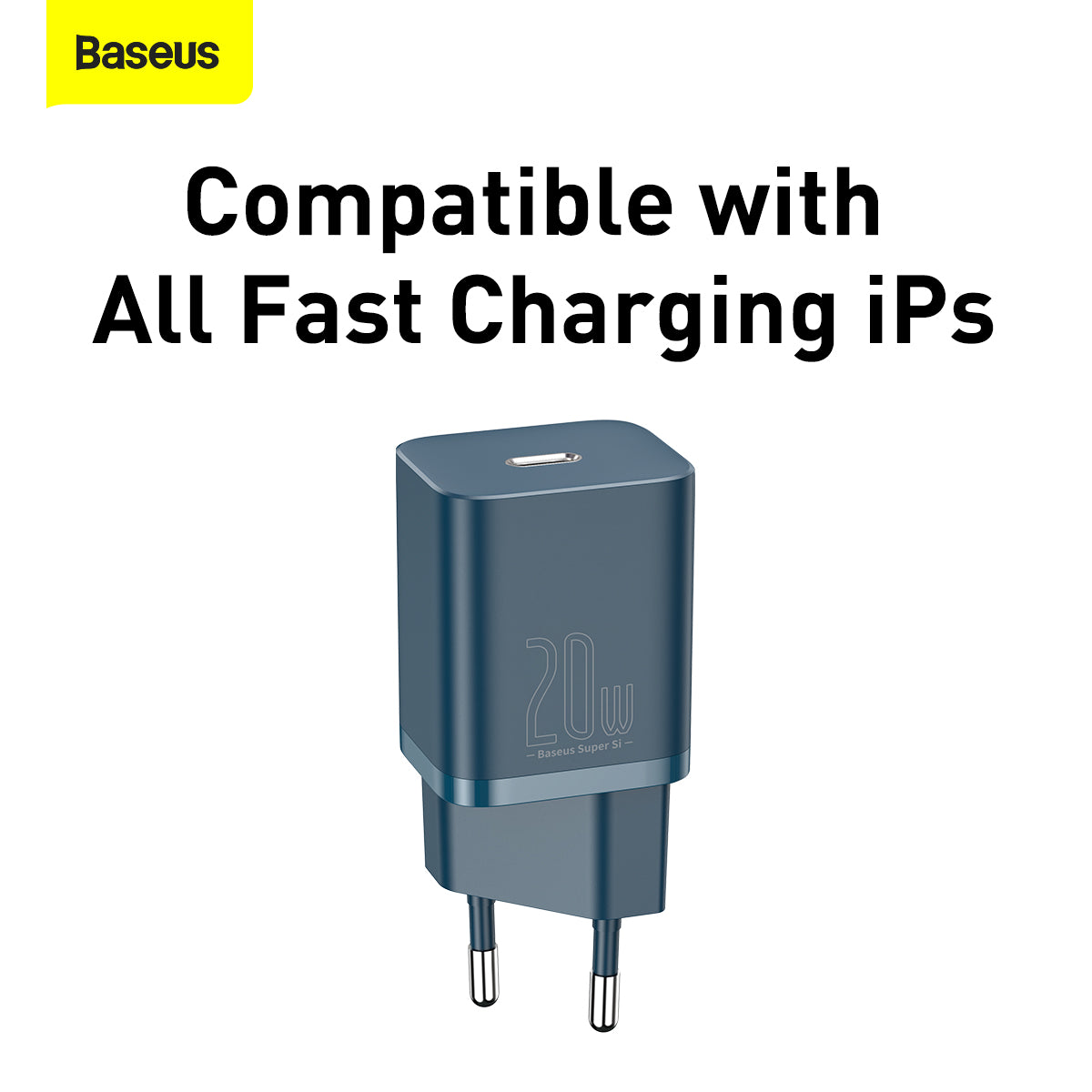 Baseus Super Si 20W Quick Charger and 1M Type C to iOS Cable - Blue