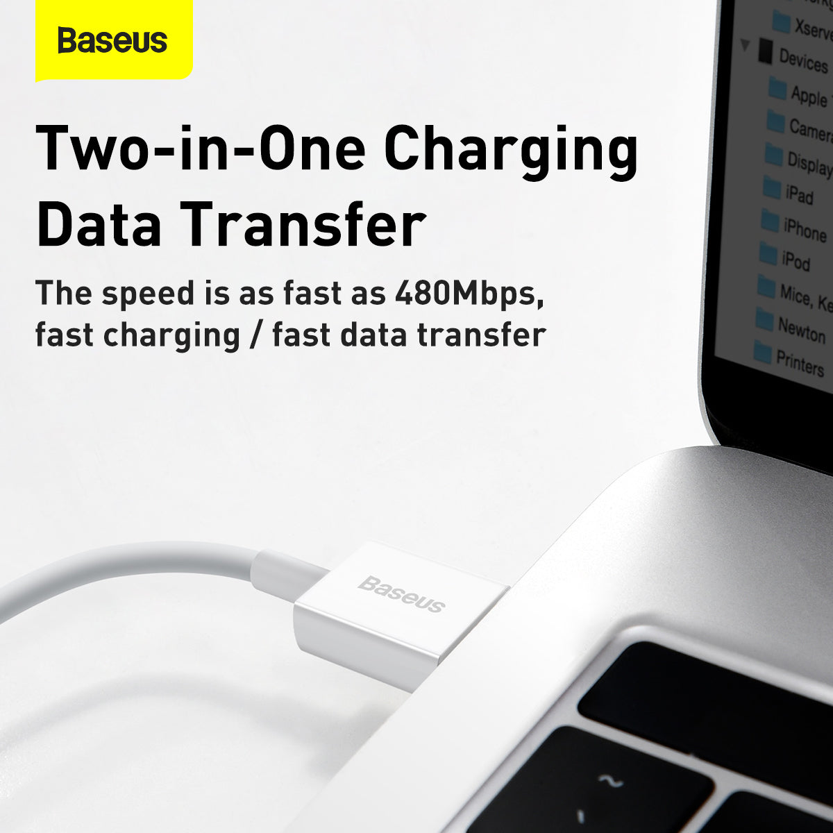 Baseus Superior Series Fast Charging and Data Cable USB to Type-C 66W 2M White