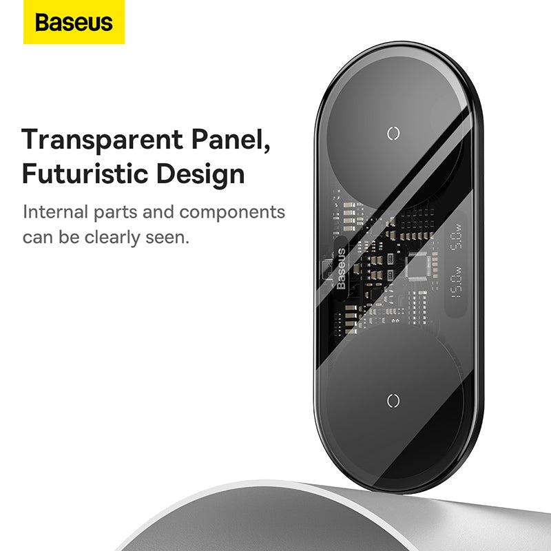 Baseus Digital LED Display 2in1 Wireless Charger 20W Black Universal Version Include USB For Type C 3A 1m Black