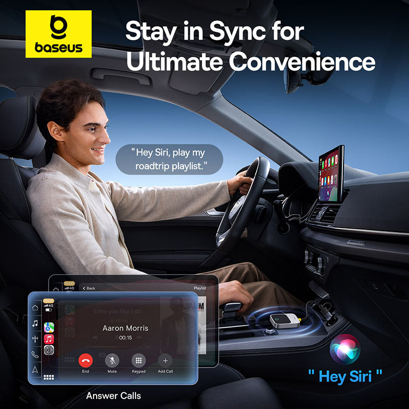 Baseus SafeJourney wireless CarPlay adapter retail packaging