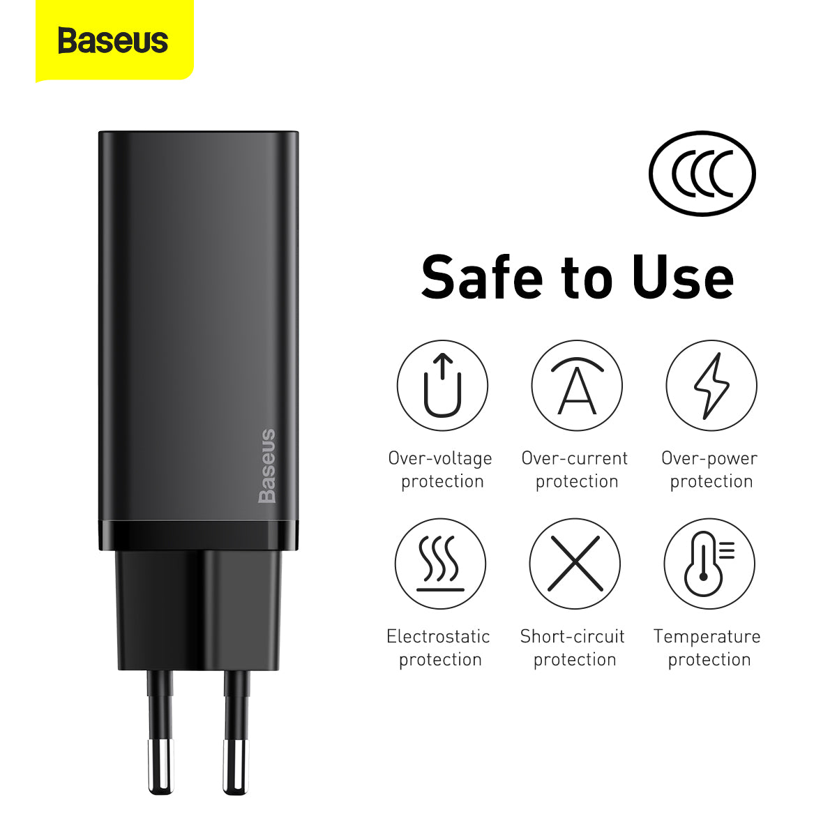 Baseus GaN2 Lite Quick Charger 65W Type-C & USB EU