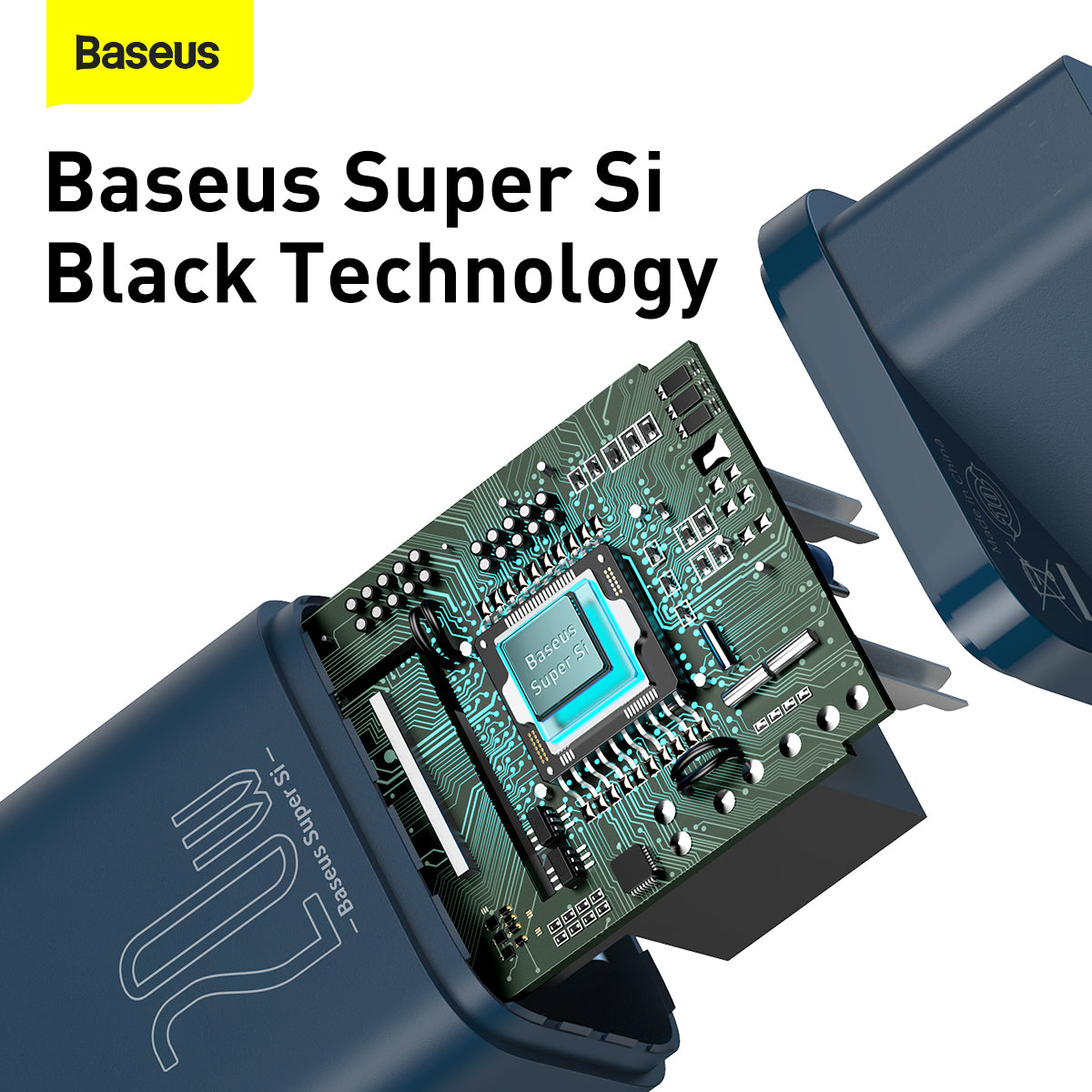 Baseus Super Si 20W Quick Charger and 1M Type C to iOS Cable - Blue