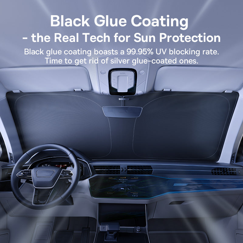 Baseus GoTrip DT1 foldable windscreen sunshade installed in a car