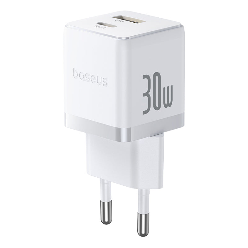 White USB power adapter with 'bogous' branding and '30w' rating on a white background