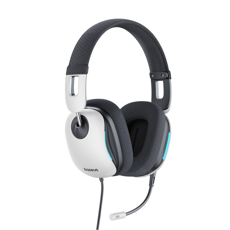 Headphones with a white and black design on a white background