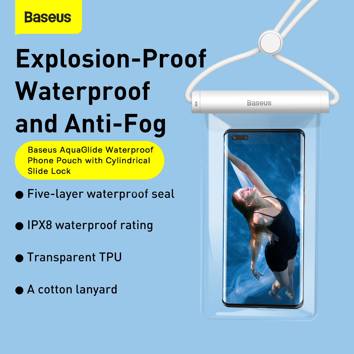 Baseus AquaGlide Waterproof Phone Pouch with Cylindrical Slide Lock