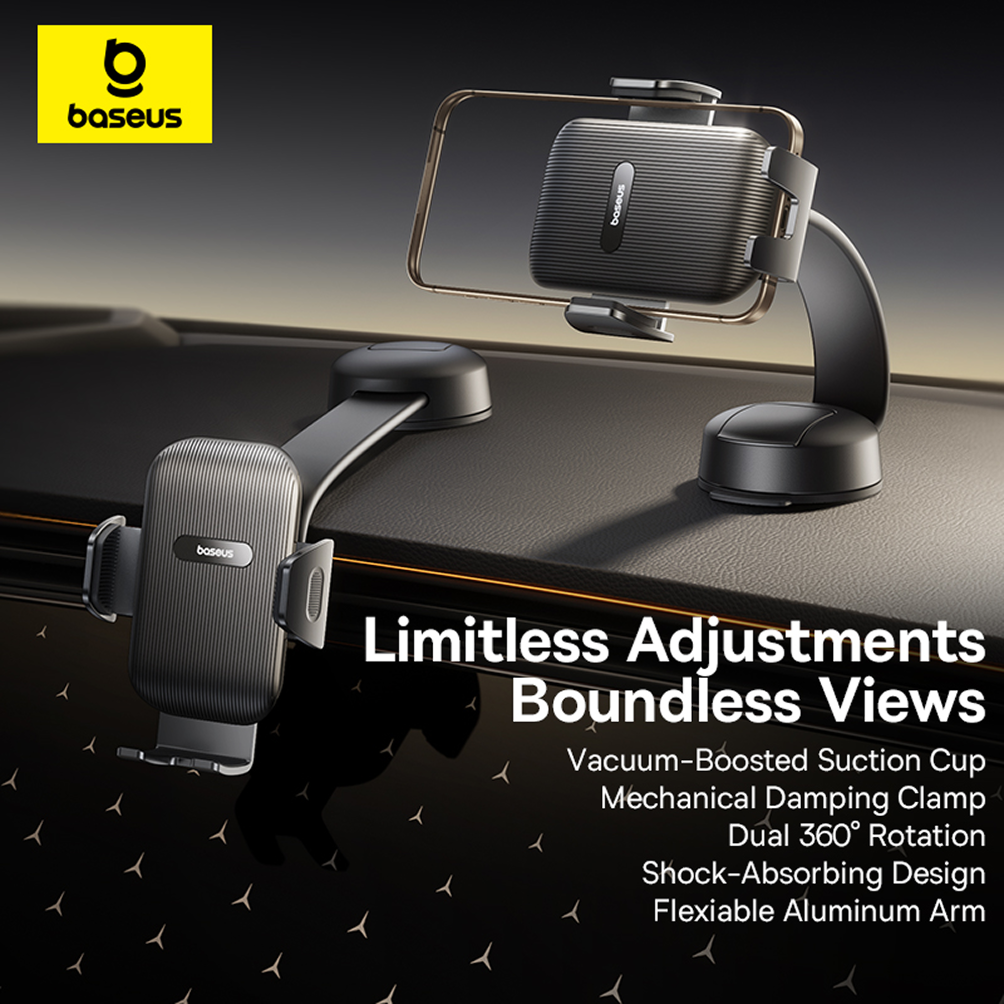 Baseus PrimeTrip C03 car mount attached to a windshield