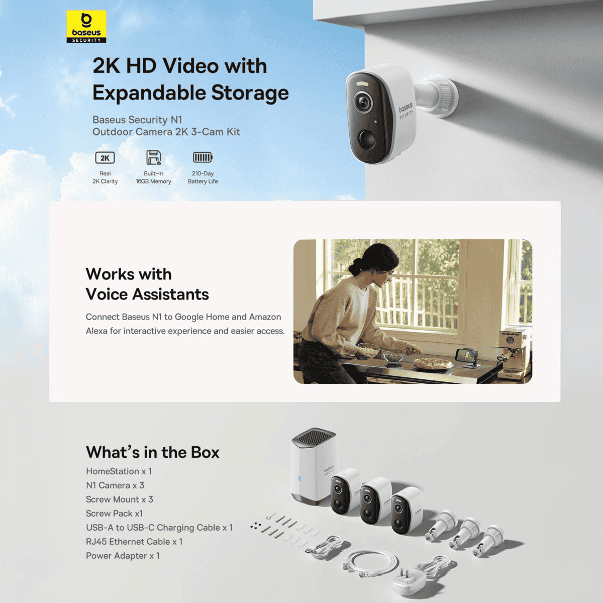 Baseus N1 wireless outdoor security cameras with HomeStation