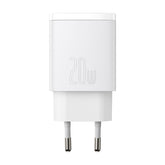 Baseus Compact Fast Charger with 1 USB-A and 1 USB Type-C 20W EU White