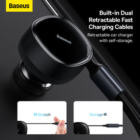 Baseus Enjoyment Series Retractable 2-in-1 30W Car Charger