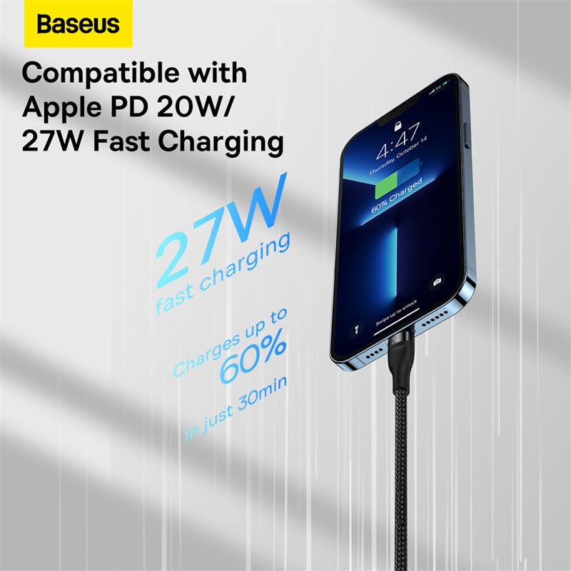 Baseus Flash Series Ⅱ One-for-three Fast Charging Cable Type-C to M+L+C 100W 1.5m Black