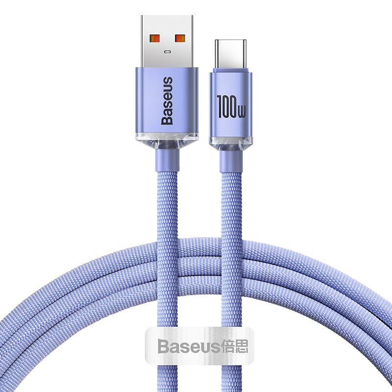 Baseus Crystal Shine Series Fast Charging Data Cable USB to Type-C 100W 1.2m Purple