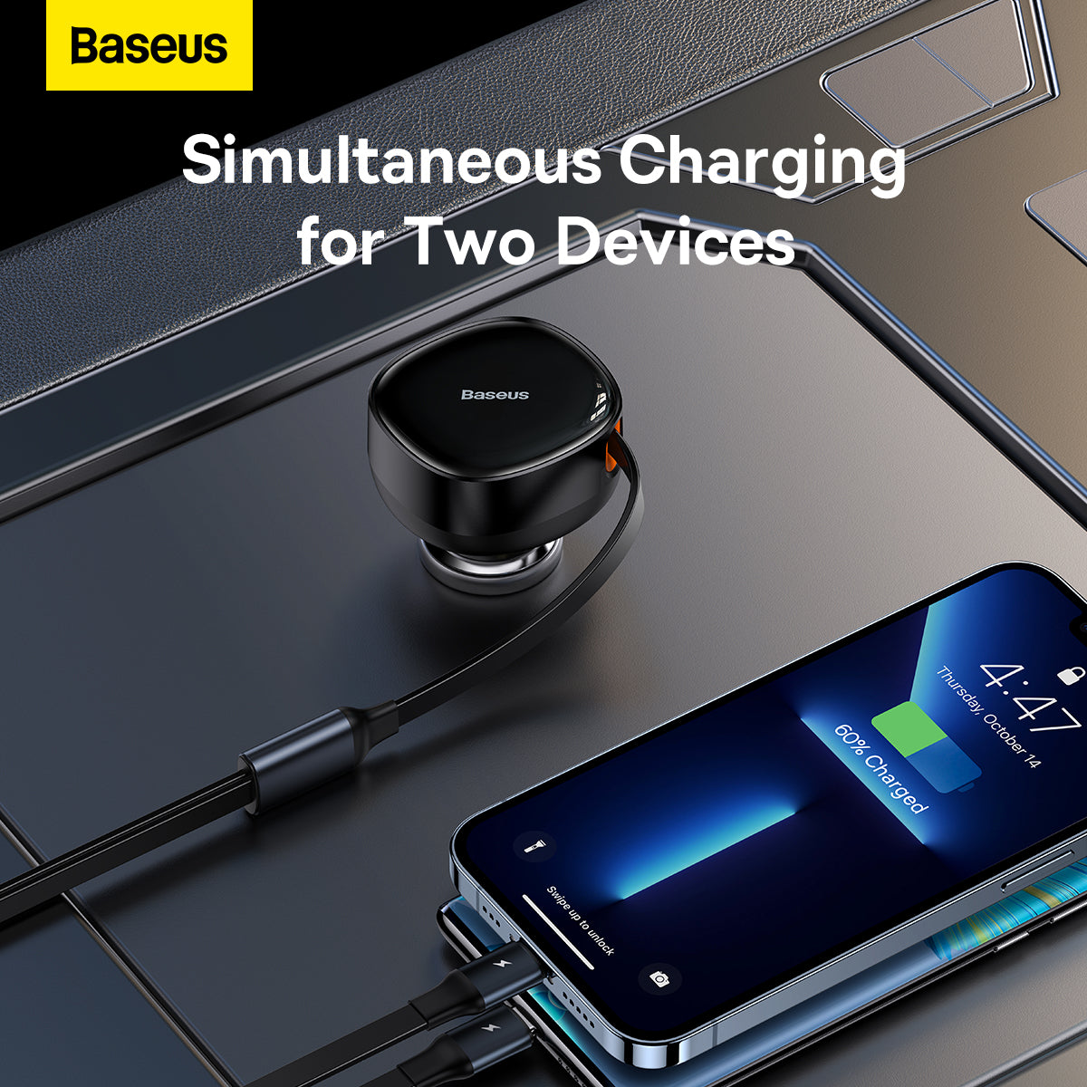 Baseus Enjoyment Series Retractable 2-in-1 30W Car Charger