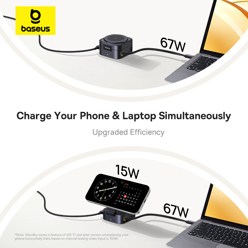 PicoGo 2-in-1 Magnetic Wireless Charger Qi2 67W charging laptop and phone simultaneously 