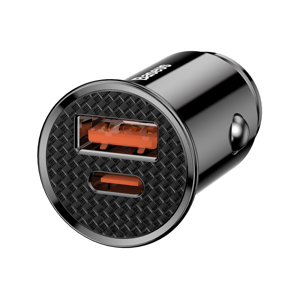 Baseus Circular Plastic Series 30W USB and Type C 30W PPS Car Charger Black