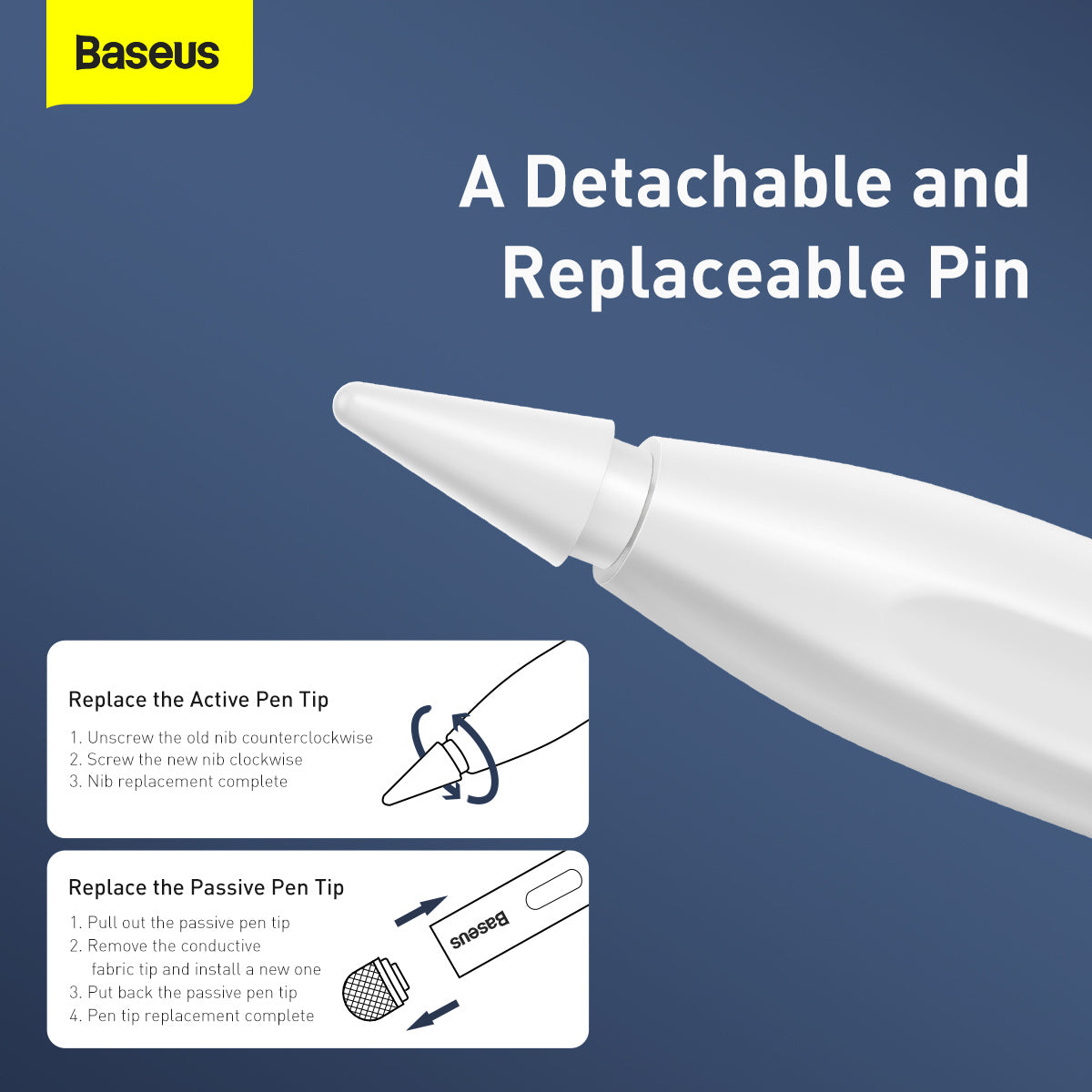 Baseus Smooth Writing Capacitive Stylus Tips - Moon White (2Pcs)