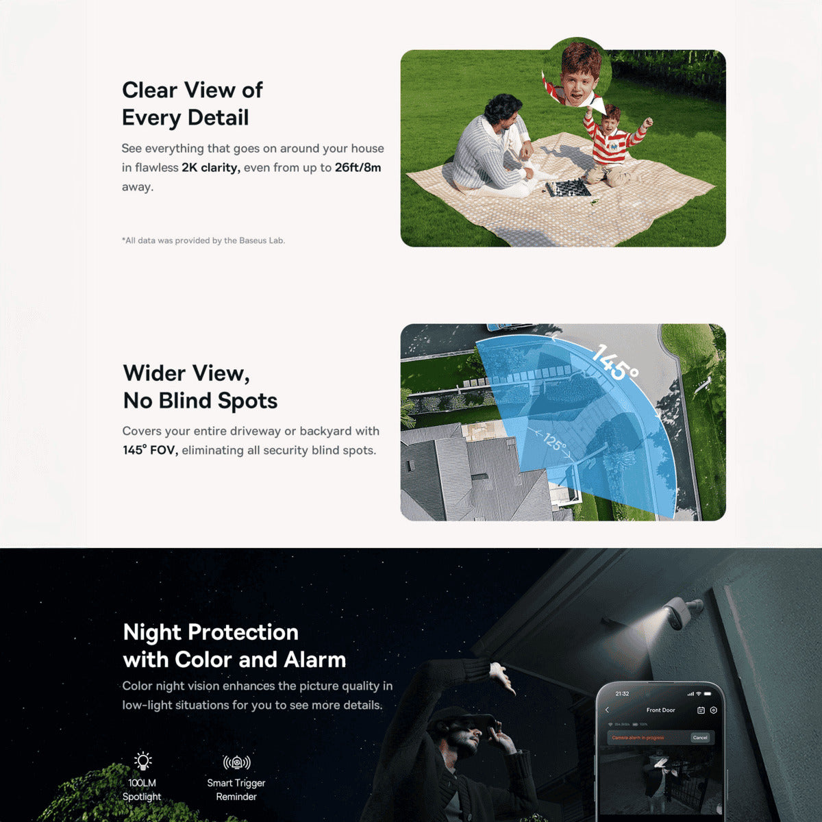 Baseus N1 outdoor camera colour night vision demonstration