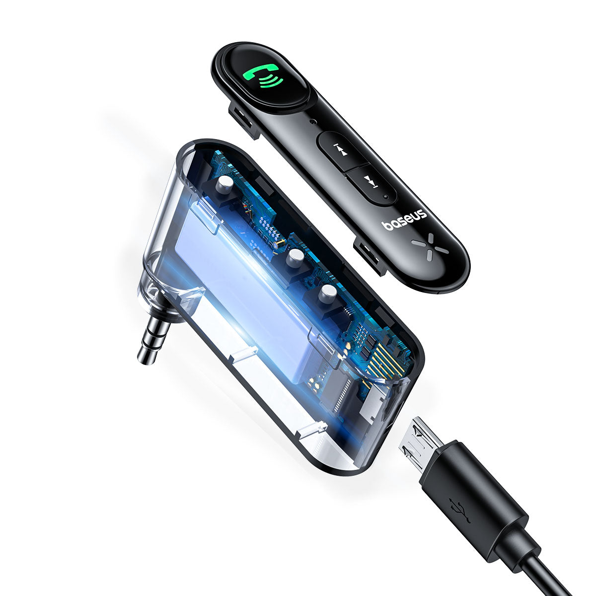 Black Baseus BSBA-02 Bluetooth 5.0 AUX adapter