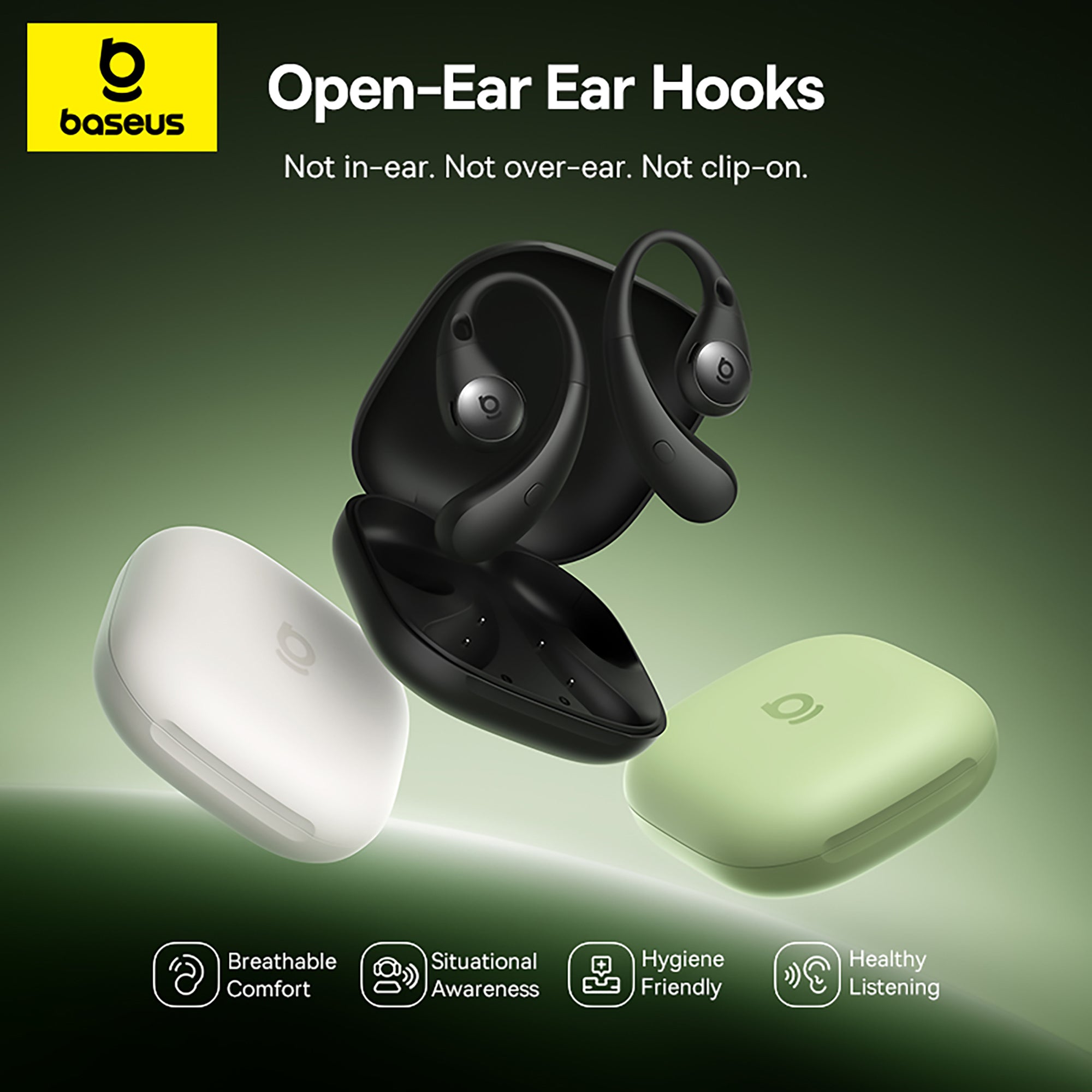 Baseus Eli Sport 2 Open-Ear Wireless Earbuds 12mm SuperBass AI ENC