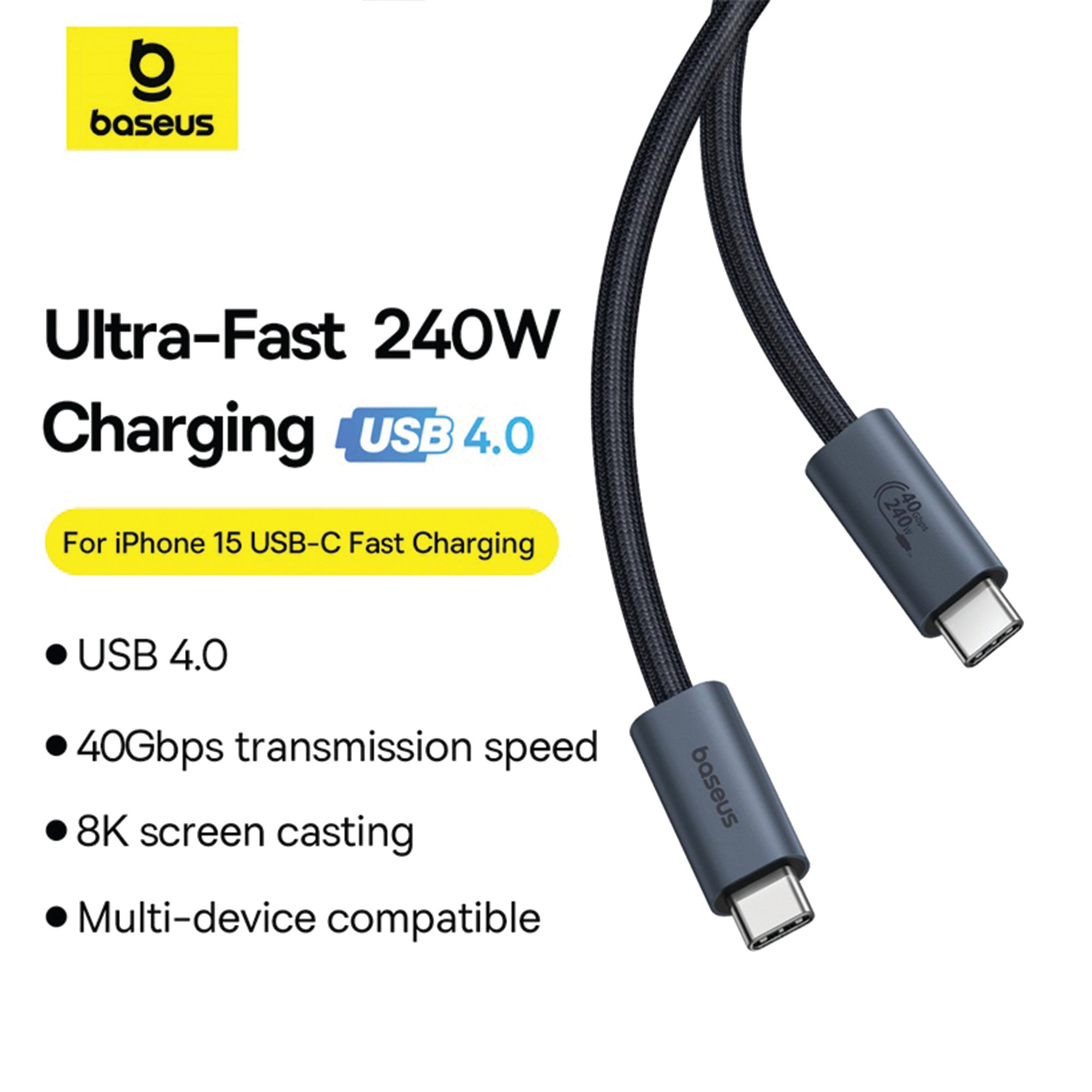 Baseus Flash Series 2 USB4 Full Featured Data Cable Type-C 240W 1m