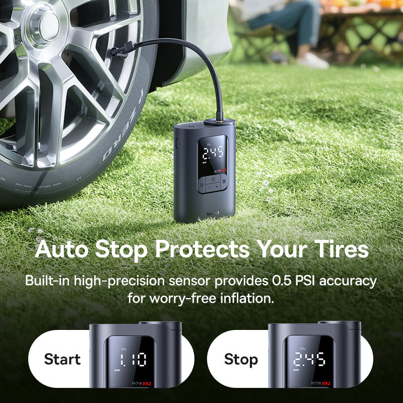 Baseus cordless inflator digital pressure display close-up