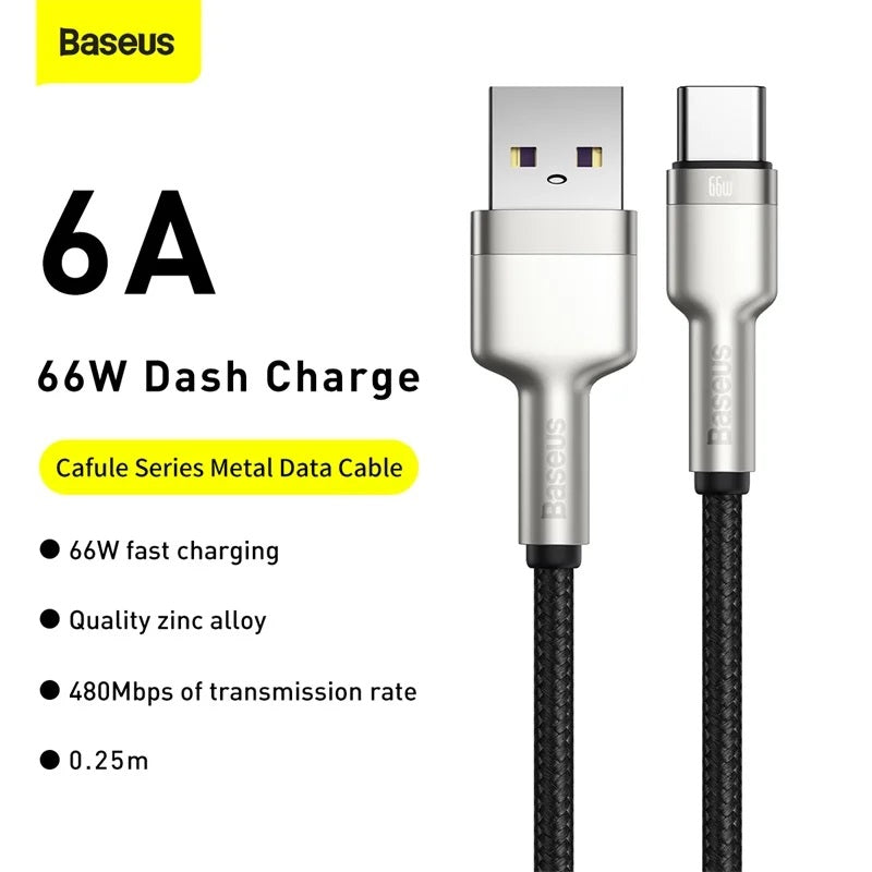 Baseus Cafule Series Metal Data Fast Charging Cable USB to Type-C 66W 1m