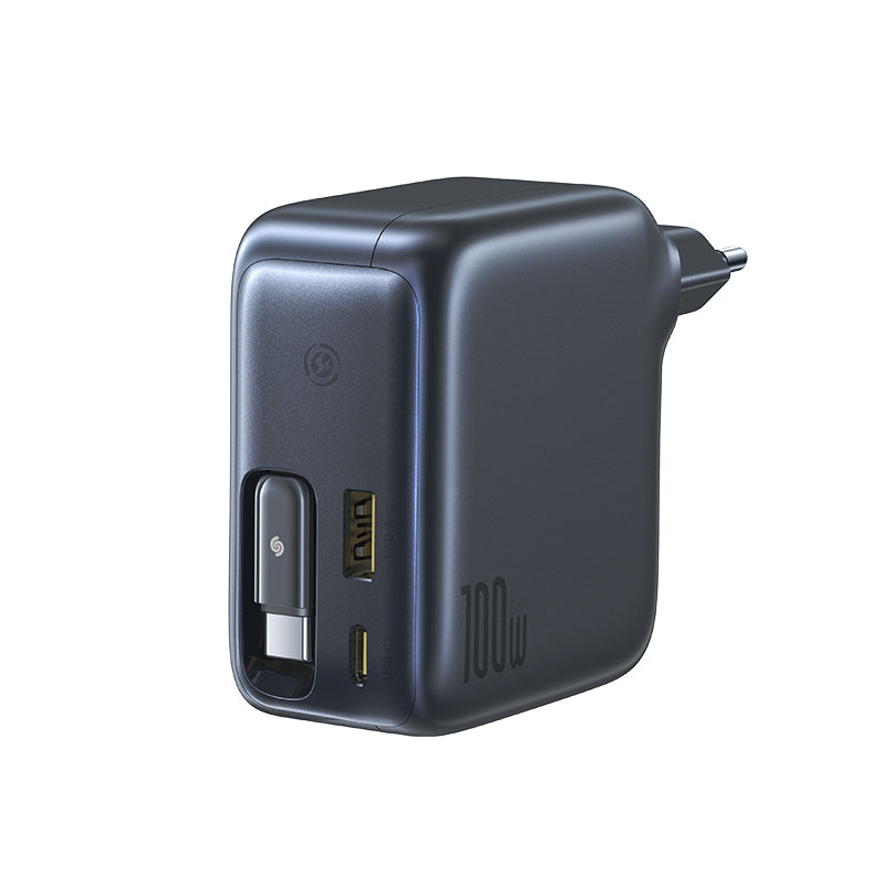 Baseus EnerCore CJ11 Fast Charger with Retractable Cable 2C+U 100W EU - Cluster Black